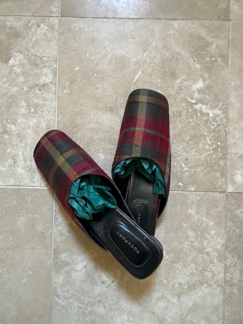 Rockport Silk Plaid Slides -NWT/10M